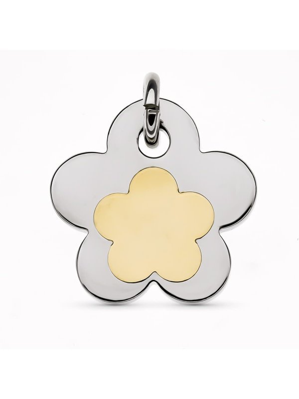 18K COLGANTE ACERO Y ORO FLOR