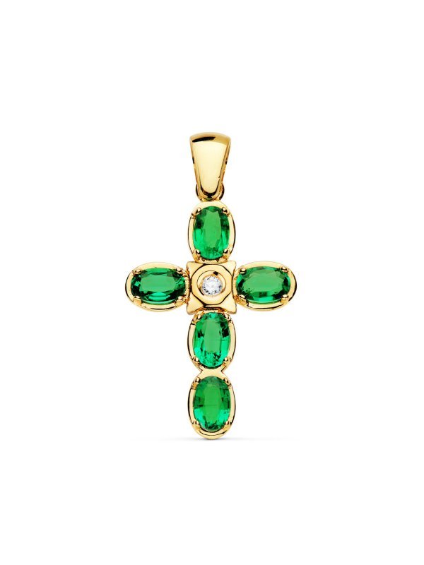 18K CRUZ ORO AMARILLO DIAMANTE 0.045...