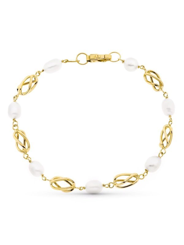 18K PULSERA ORO AMARILLO CON PERLA Y...