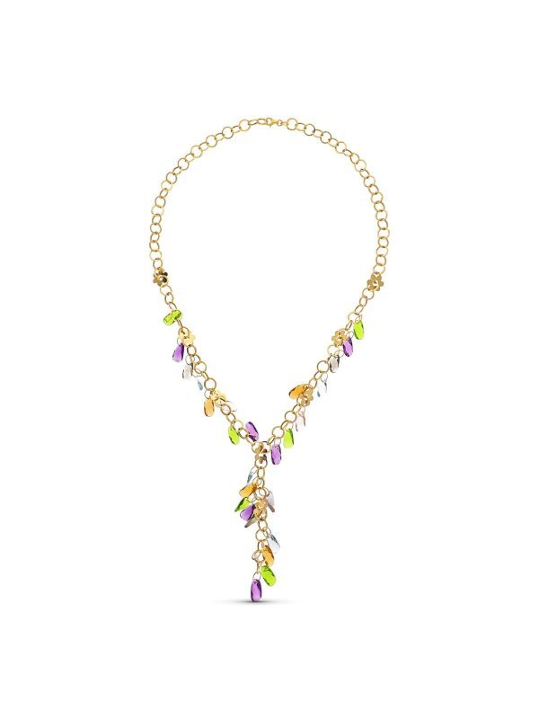 18K GARGANTILA ORO AMARILLO FLORES Y...
