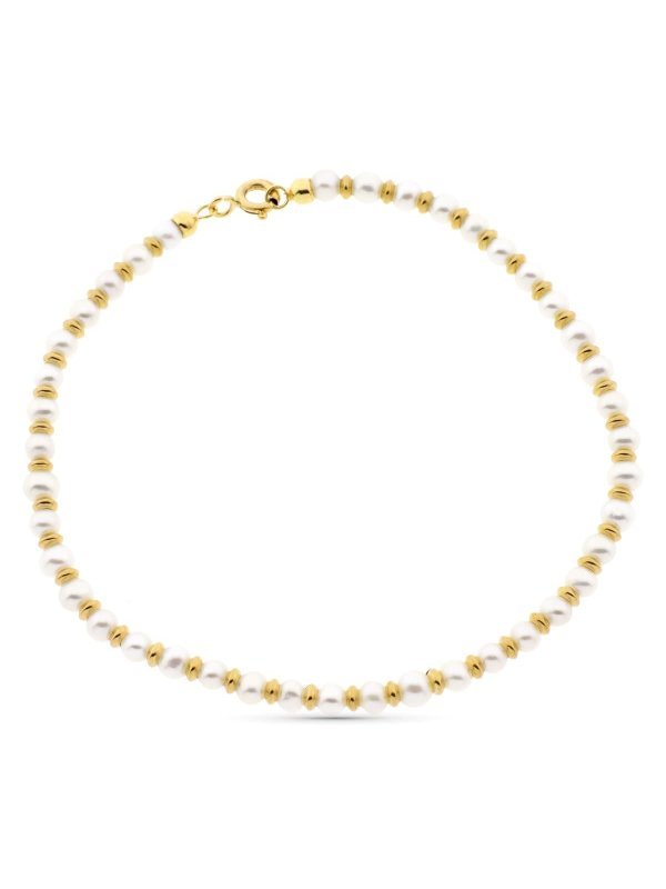 18K PULSERA ORO AMARILLO PERLA 3 MM Y...