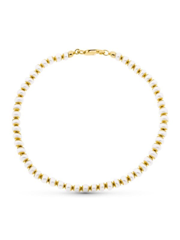 18K PULSERA ORO AMARILLO PERLA 18.5 CM