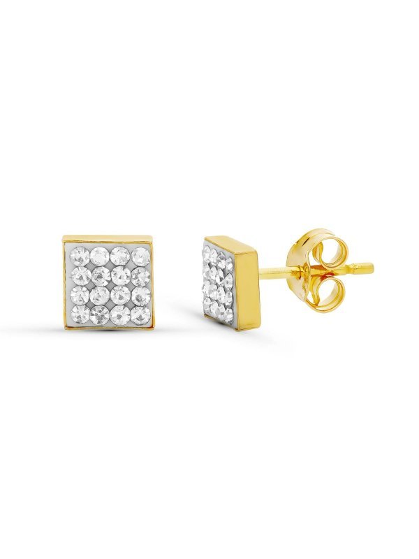 18K PENDIENTES ORO BICOLOR CIRCONITAS...