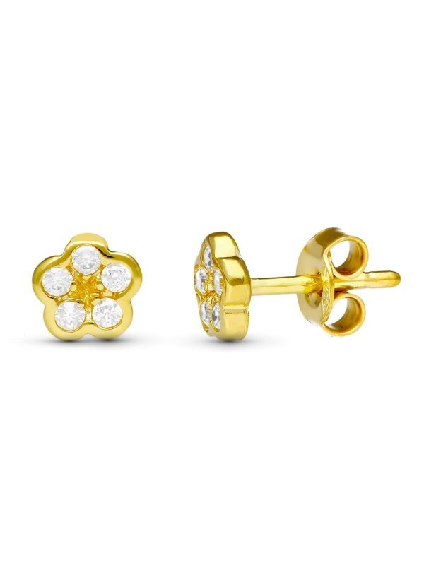18K PENDIENTES ORO AMARILLO FLOR 6X6 MM