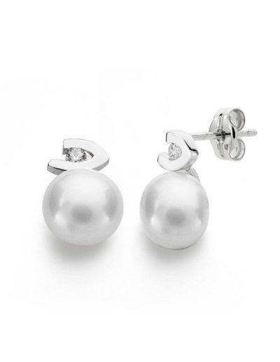 18K PENDIENTES PERLA...
