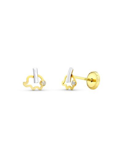 18K PENDIENTES ORO BICOLOR...