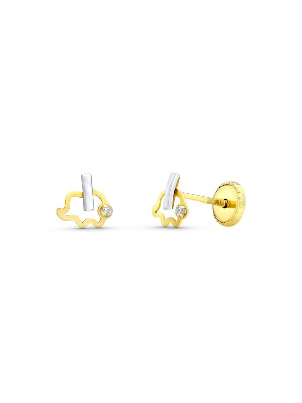18K PENDIENTES ORO BICOLOR ELEFANTE...
