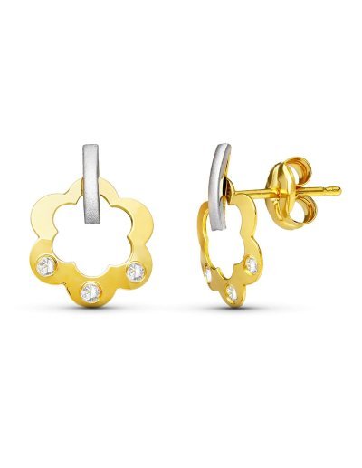 18K PENDIENTES ORO BICOLOR...