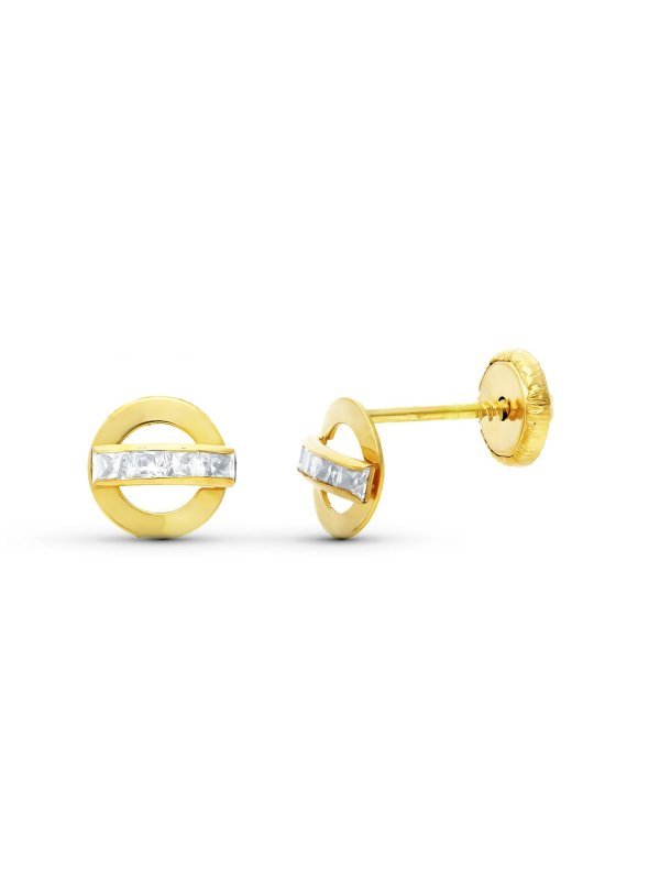 18K PENDIENTES ORO BICOLOR CIRCONITAS...