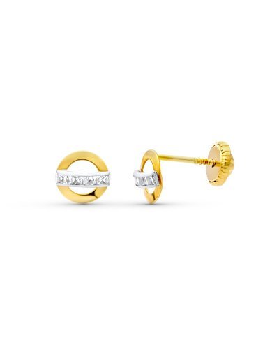18K PENDIENTES ORO BICOLOR...