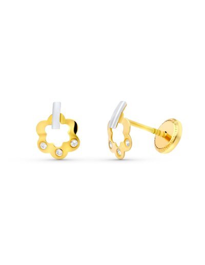18K PENDIENTES ORO BICOLOR...