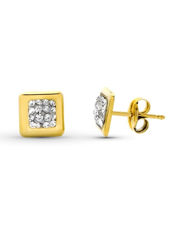 18K PENDIENTES ORO AMARILLO CUADRADOS...
