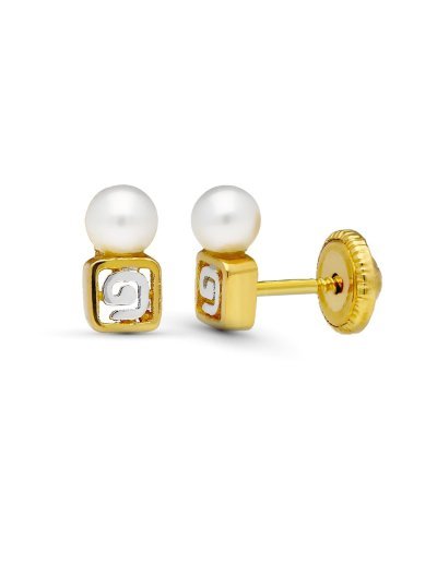 18K PENDIENTES ORO BICOLOR...