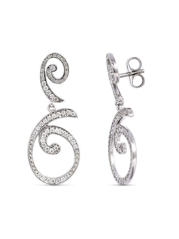 18K PENDIENTES LARGOS ORO BLANCO CON...