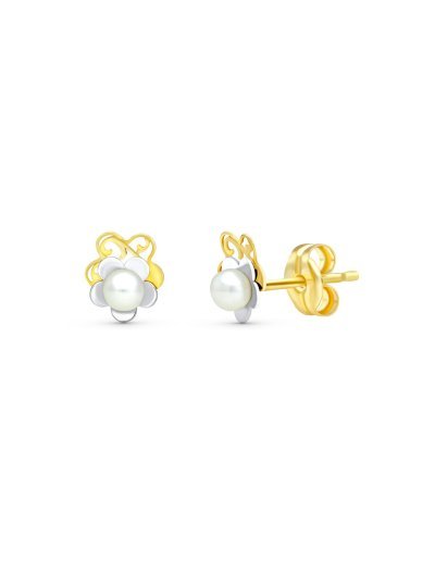 18K PENDIENTES ORO BICOLOR...