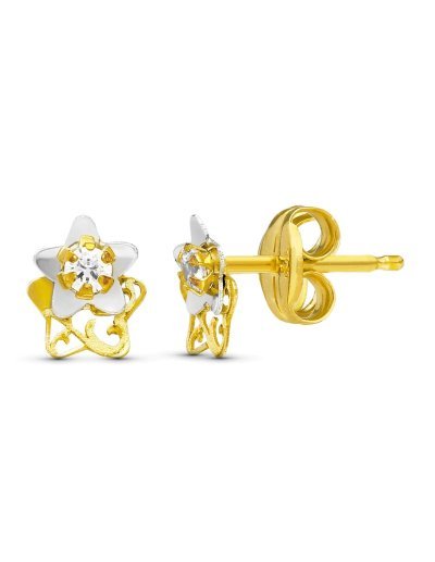 18K PENDIENTES ORO BICOLOR...