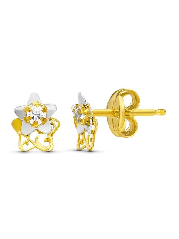 18K PENDIENTES ORO BICOLOR ESTRELLA...