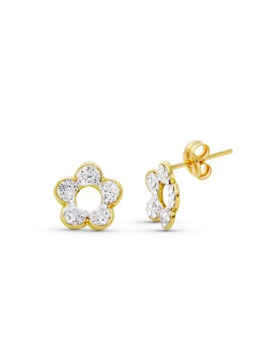 18K PENDIENTES ORO BICOLOR...