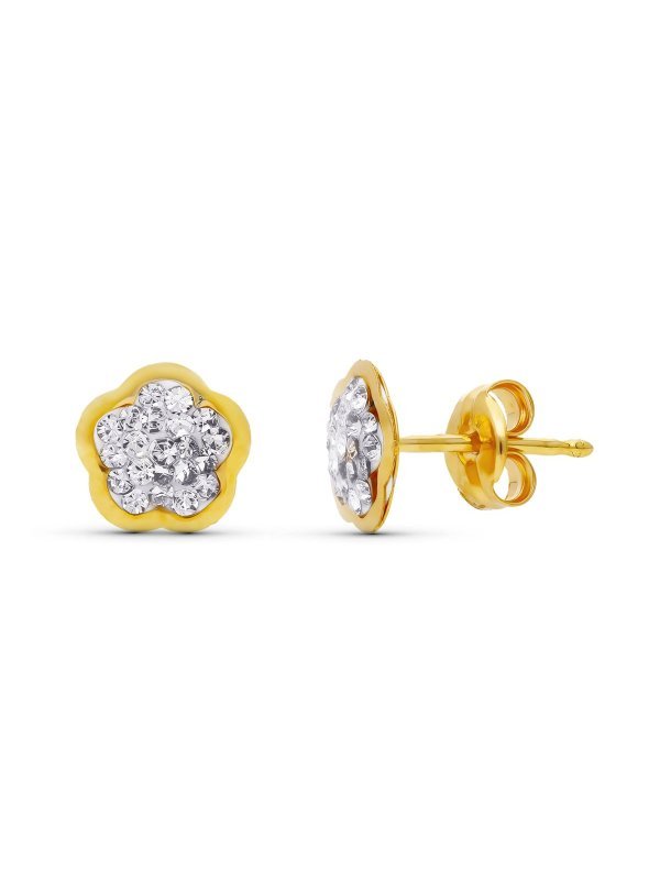 18K PENDIENTES ORO AMARILLO FLOR 6X6...