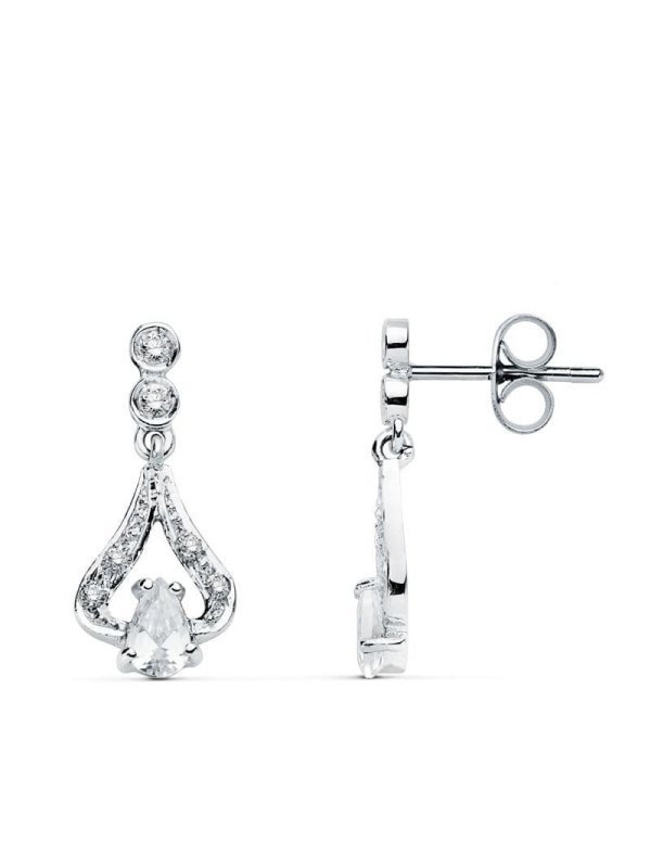 18K PENDIENTES ORO BLANCO CIRCONITAS...