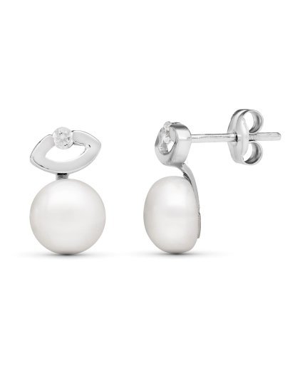 18K PENDIENTES PERLA...