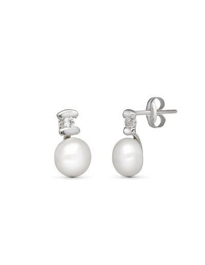 18K PENDIENTES PERLA...