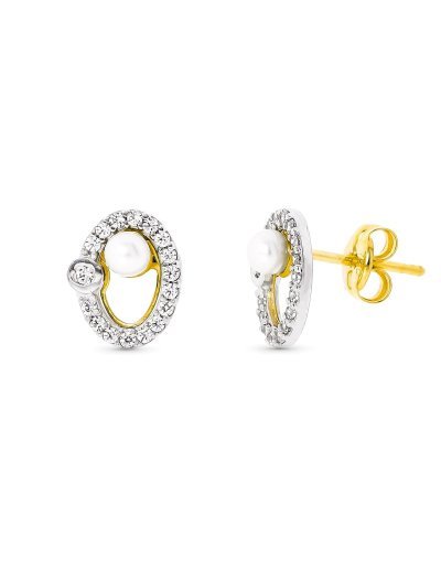 18K PENDIENTES ORO BICOLOR...