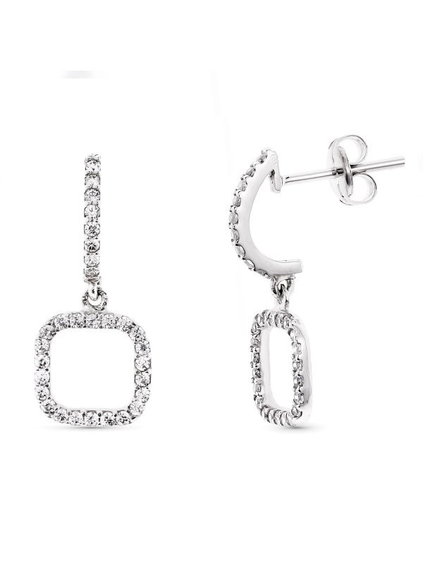 18K PENDIENTES LARGO ORO BLANCO. 19X8...