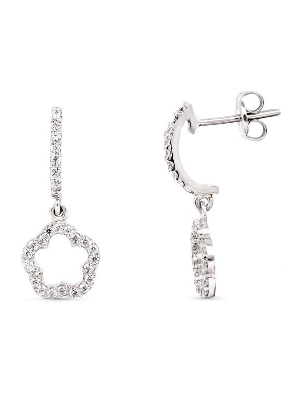 18K PENDIENTES LARGOS ORO BLANCO CON...
