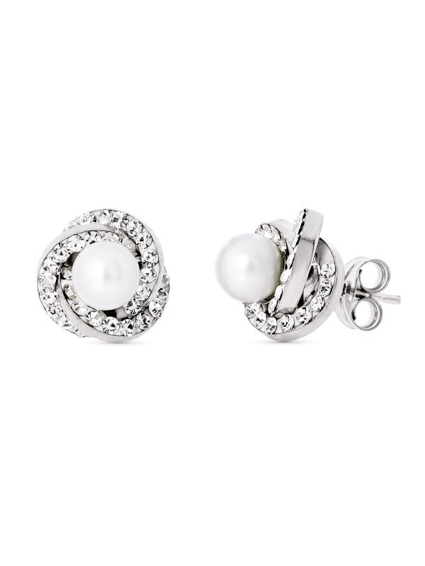 18K PENDIENTES ORO BLANCO NUDO PERLA...