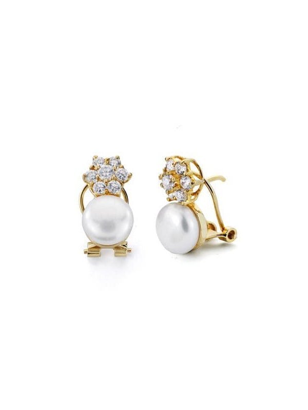 18K PENDIENTES PERLA Y CIRCONITAS...