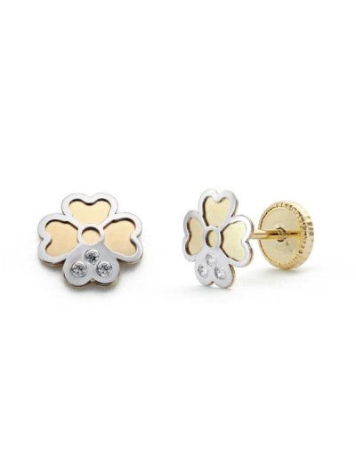 18K PENDIENTES ORO BICOLOR...