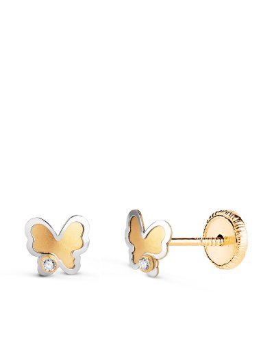 18K PENDIENTES ORO BICOLOR...