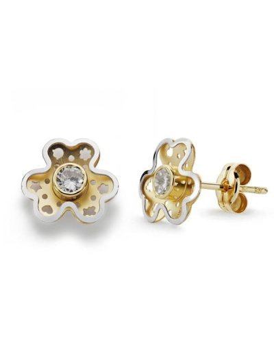 18K PENDIENTES ORO BICOLOR...