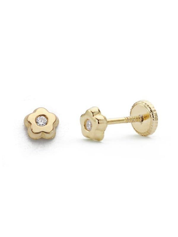18K PENDIENTES ORO AMARILLO FLOR...