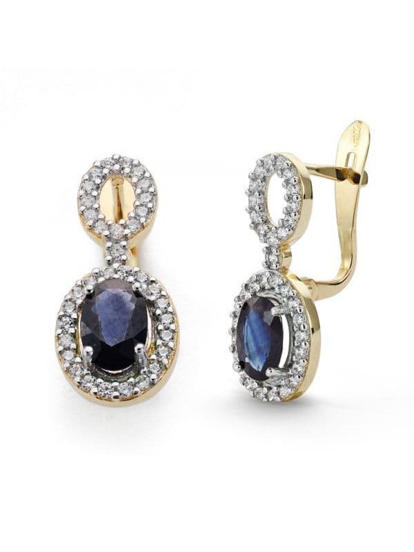 18K PENDIENTES ZAFIRO Y CIRCONITAS...