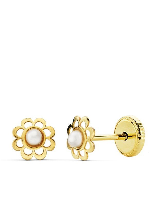 18K PENDIENTES ORO AMARILLO FLOR 5 MM...