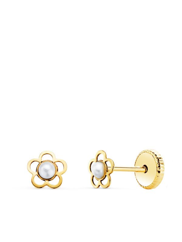 18K PENDIENTES ORO AMARILLO FLOR 5 MM...