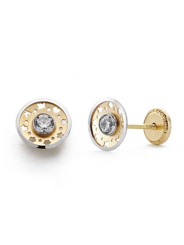 18K PENDIENTES ORO BICOLOR 6.5 MM...