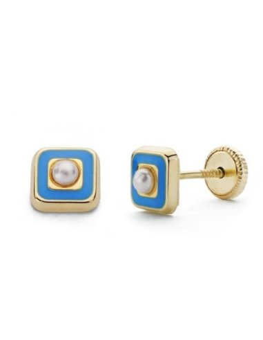18K PENDIENTES ORO AMARILLO PERLA Y...