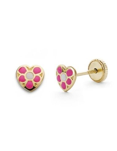 18K PENDIENTES ORO AMARILLO CORAZON...