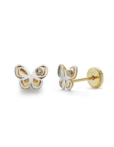 18K PENDIENTES ORO BICOLOR...
