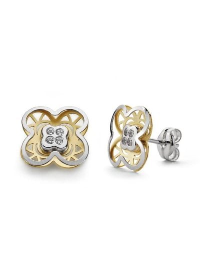 18K PENDIENTES ORO BICOLOR...