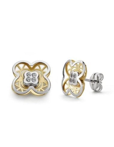 18K PENDIENTES ORO BICOLOR TREBOL...