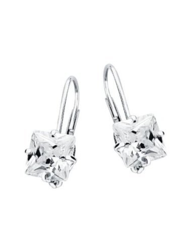 18K PENDIENTES ORO BLANCO PIEDRA...