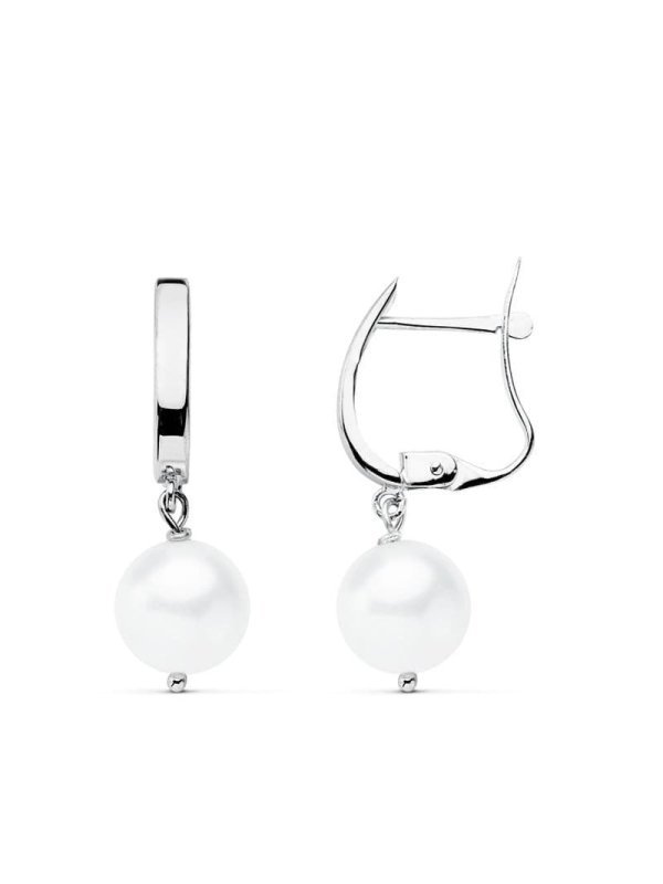 18K PENDIENTES ORO BLANCO PERLA...