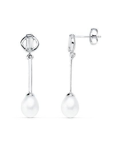 18K PENDIENTES ORO BLANCO...