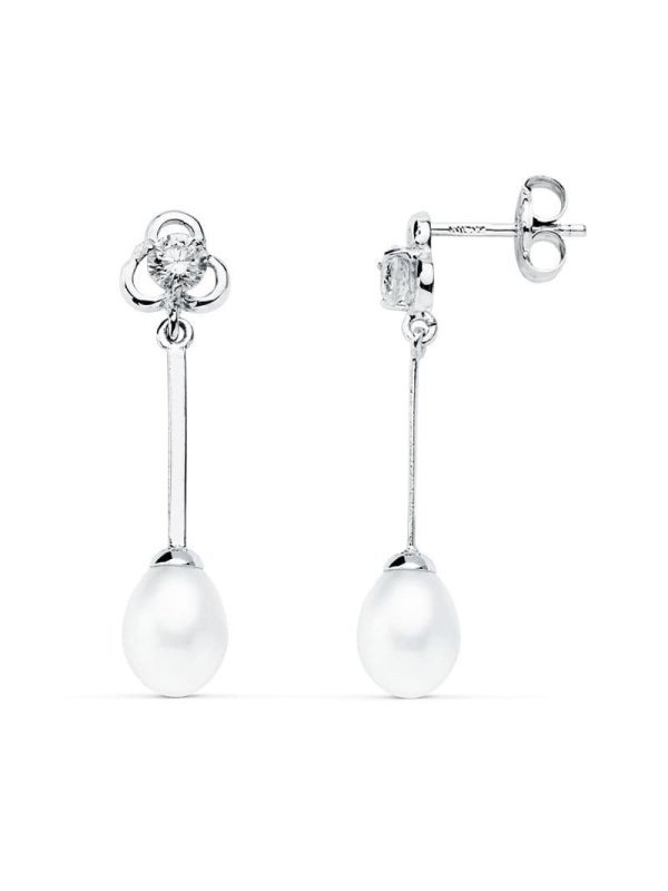 18K PENDIENTES LARGOS ORO BLANCO...
