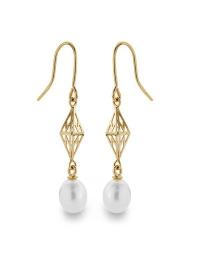 18K PENDIENTES PERLA...