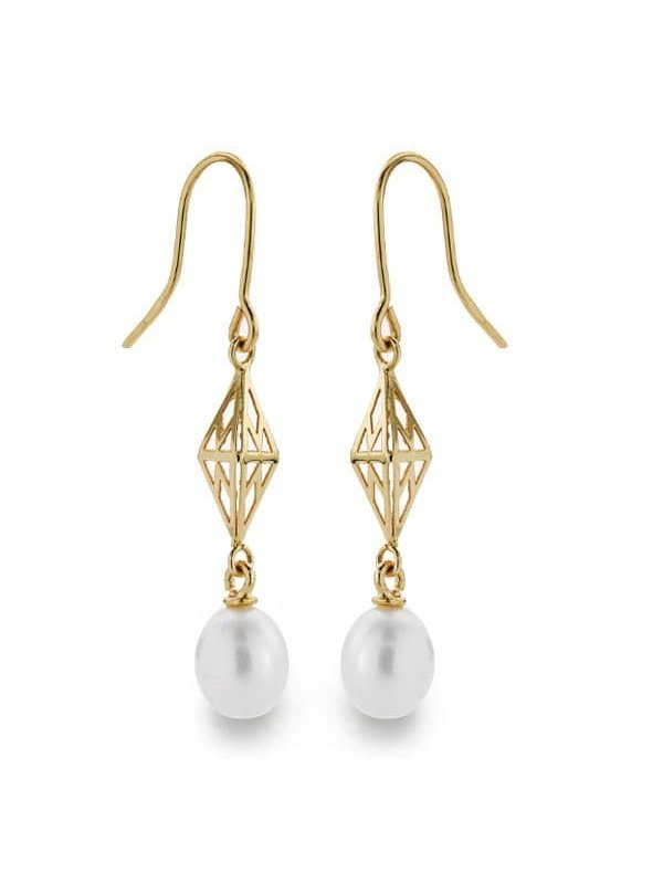 18K PENDIENTES PERLA GANCHO. 40X7 MM